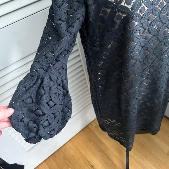 Anna Sui Anthropologie Dress Womens 6 Black Lace Mini Retro Dainty Whimsigoth - Picture 3 of 13